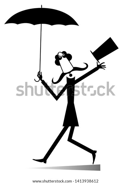 Walking Mustache Man Top Hat Isolated Stock Illustration 1413938612 ...