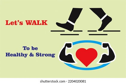 Walking, Power And Heath Icons. Healthy Walking Icon Flat Vector. Active Gym. Sport Exercise Illustration.