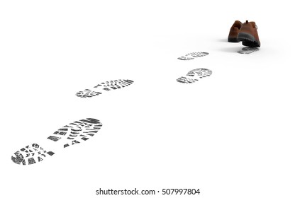 Walking Shoes With Traces Isolated On White Background 3D Rendering