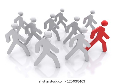 Walking Team People Same Direction Leader Stock Illustration 1254096103