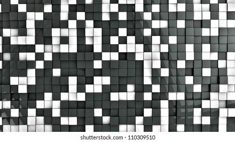 wall of black and white cubes