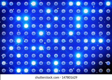 Wall Of Blue Lighting Bulbs