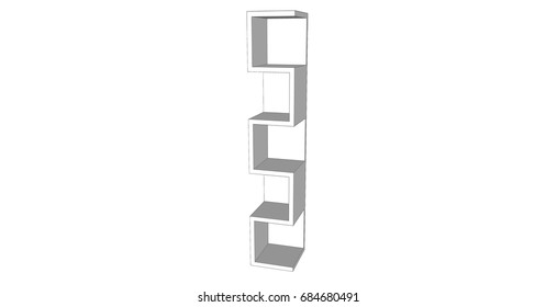 Wall Cabinet In Irregular Shape In White Texture For Product Display. Render 3d Illustration Background. Also Suitable For Luxury And Beauty Products, Or Any Small Space In An Area.