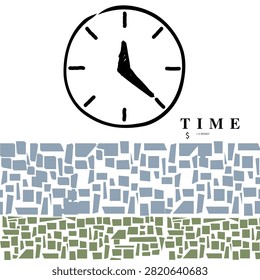 wall clock with stone wall background
