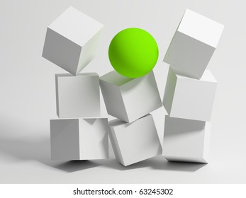 Wall of Cubes. Conceptual image of unique. 3d