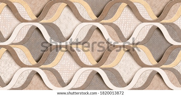 Wall Decor, Digital Wall Tile Design, Wall tiles Decor on Marble For Home Decoration, 3D illustration can be used for wallpaper, linoleum, textile, web page background. - 3D Illustration