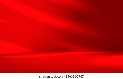 Wall interior background, studio and backdrops show products.with shadow from window color Red background for text insertion and presentation product