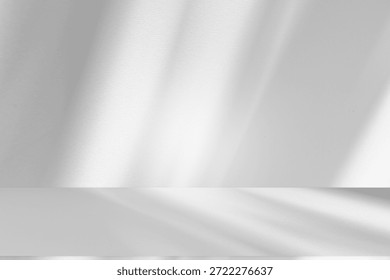Wall interior background, studio  and backdrops show products.with shadow from window color white and grey. background for text insertion and presentation product