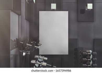 Wall Interior Gym Poster Mockup. 
3D Rendering. 