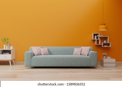 Wall Lush Lava With Sofa Living Room,3d Rendering