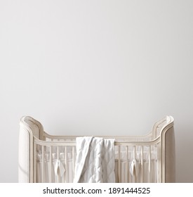 Wall Mock Up In Nursery Interior Background, 3D Render