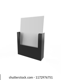 Wall Mount Brochure Holder Isolated On White Background. 3d Illustration 