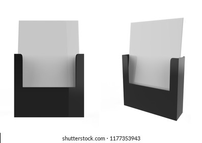 Wall Mount Brochure Holder Isolated On White Background. 3d Illustration 