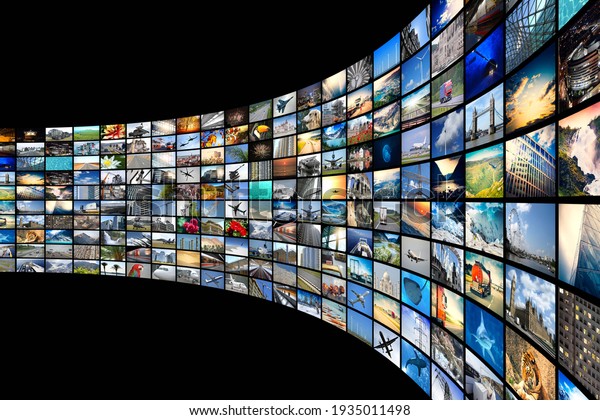 Wall Screens Streaming Media Cable Internet Stock Illustration 1935011498