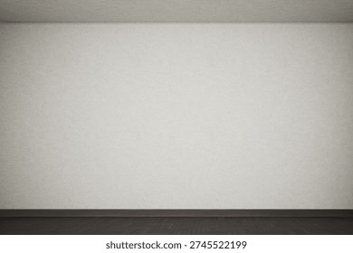 Wall white 3D render background ,minimal or comtemporary room cleaning background ,Empty room interior design and  Herringbone Wood for Product
