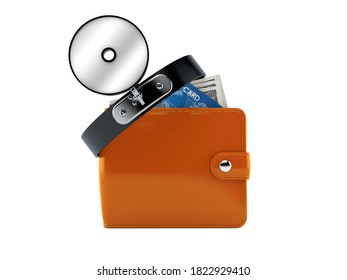 Wallet With Doctor Mirror Isolated On White Background. 3d Illustration