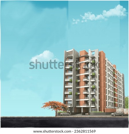 wallpaper, 3d render, perspective, high-rise building, tower, backgrounds, skyscraper, 3d rendering, apartments, bed town, 3d illustration, exterior 3d, blue, europe, street, buildings, development, n