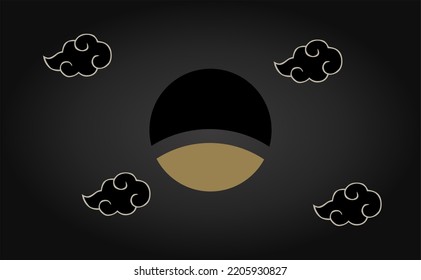 Wallpaper Background Black Cloud And Moon. Abstract Background Illustration Design. Simple Cloud Wallpaper. Black Abstract Wallpaper