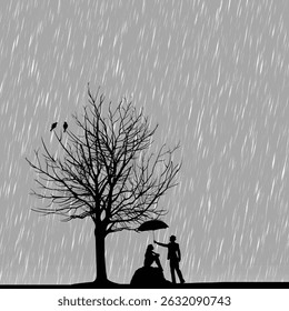 Wallpaper or background design - rain theme (size 1:1)
