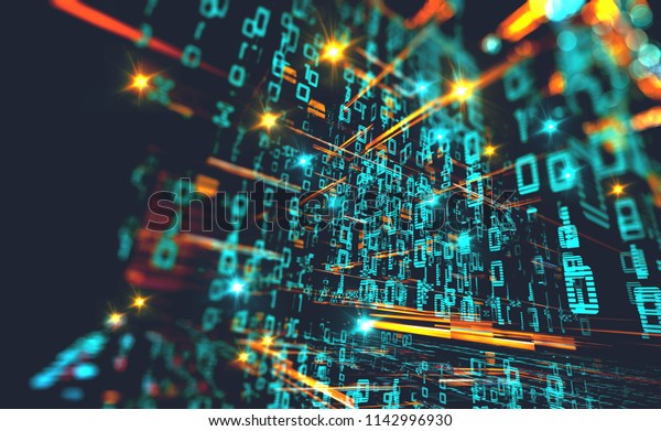 バイナリコードコンセプトパターンとビッグデータ構造の壁紙 ネットとソースコード テクノロジー 科学 クラウドコンピュータの抽象的な背景 3dイラスト のイラスト素材