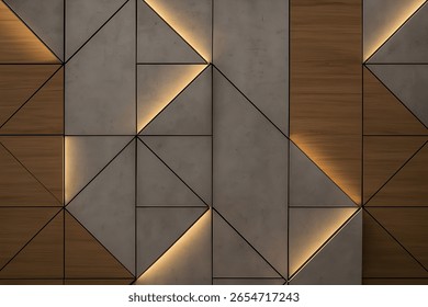 Wallpaper classic Geometric Wall with Embedded Lighting