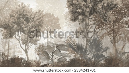 wallpaper forest mural nature animal ストックフォト © 