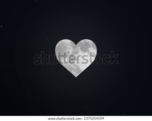 Wallpaper Heart Shaped Moon Sky Stock Illustration