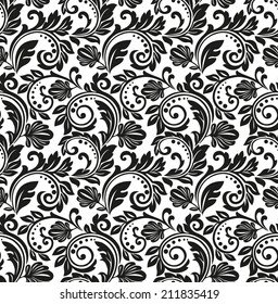 Wallpaper Style Baroque Floral Pattern Seamless Stock Illustration ...