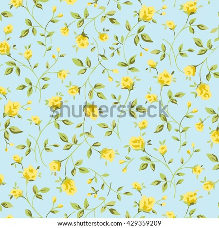 Wallpaper Vintage Yellow Flower Pattern Stock Illustration Royalty