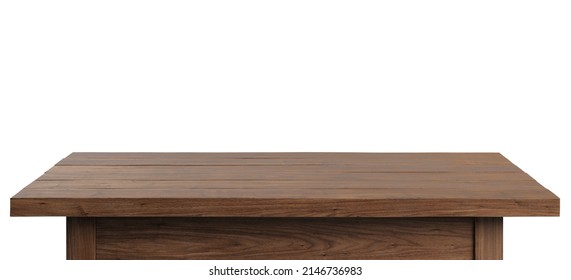 Walnut tree table on a white background. Isolated, clipping path included. 3d illustration - Shutterstock ID 2146736983