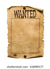 Wanted for reward poster 3d illustration isolated on white