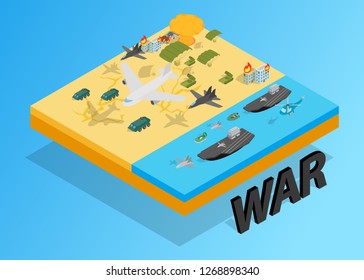 War Clip Art. Isometric Clip Art Of War Concept Icons For Web Isolated On White Background