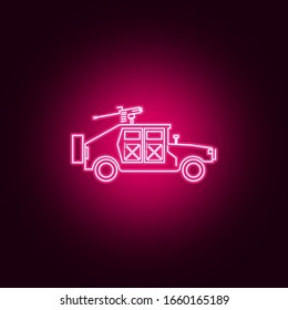 War Humvee Military Neon Icon. Elements Of Transport Set. Simple Icon For Websites, Web Design, Mobile App, Info Graphics