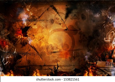 War Military Grunge Fire And Smoke Background