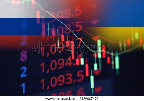 War Russia and the US in Ukraine and the Middle\
East. Ukraine crisis Ukraine and Russia military conflict Stock\
market exchange loss trading graph analysis investment business\
graph charts\
financial