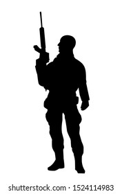 War Soldier Silhouette Raising Gun