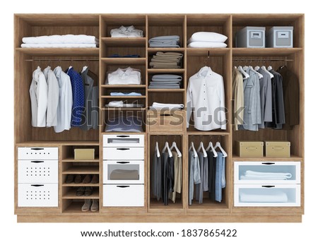 wardrobe 3d render  on white  background