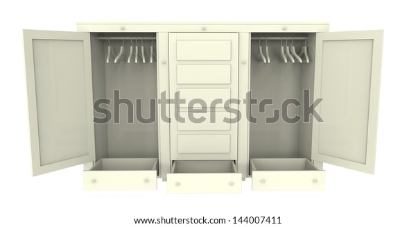 Wardrobe Doors Open On White Background Stock Illustration 144007411