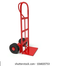 Warehouse Empty Hand Truck Isolated On White Background