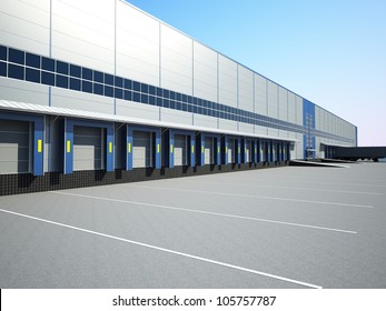 Warehouse exterior. Loading docks
