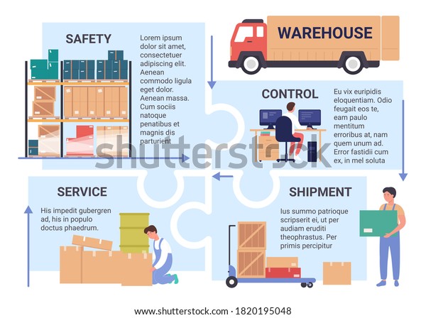 Warehouse Service Infographic Illustration Cartoon Flat Stock ...