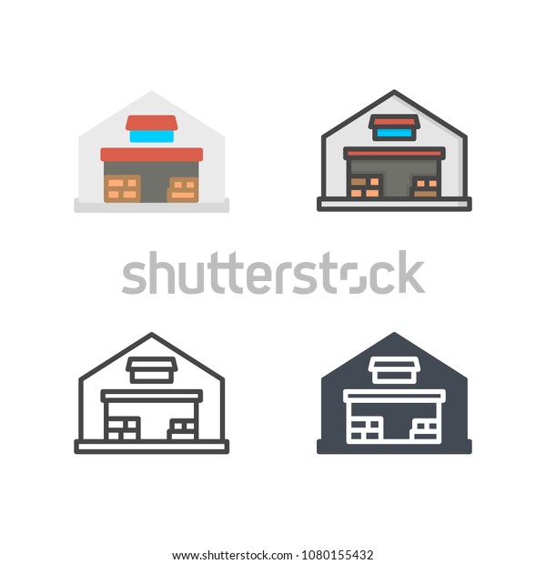 Warehouse storage delivery flat line\
silhouette colored line icon\
illustration