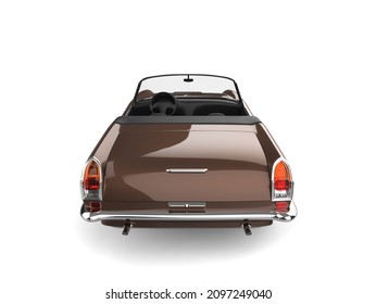 Warm Brown Vintage Cabriolet Convertible Car - Back View - 3D Illustration