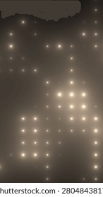 Warm glowing light particles scattered across a dark smoky background, creating a soft abstract starfield with atmospheric depth.