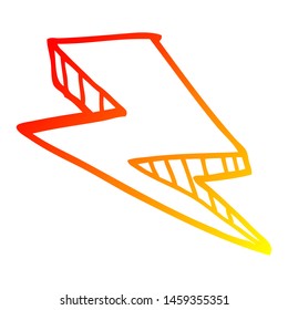 Warm Gradient Line Drawing Of A Cartoon Lightening Bolt