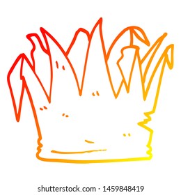 Warm Gradient Line Drawing Of A Cartoon Christmas Cracker Hat