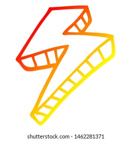 Warm Gradient Line Drawing Of A Cartoon Lightening Bolt