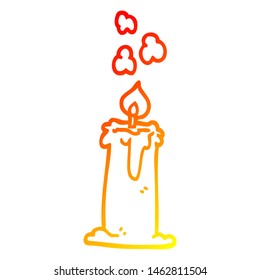 Warm Gradient Line Drawing Of A Cartoon Lit Candle