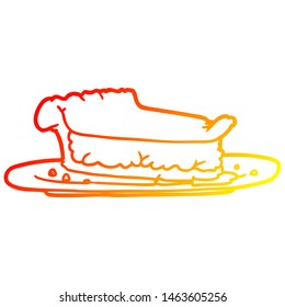 Warm Gradient Line Drawing Of A Cartoon Meat Pie