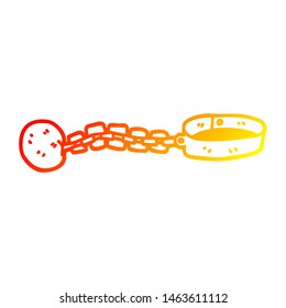 warm gradient line drawing of a cartoon ball and chain